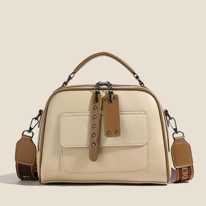 High end ladies' handbag multi-layer large capacity commuting bag Cream