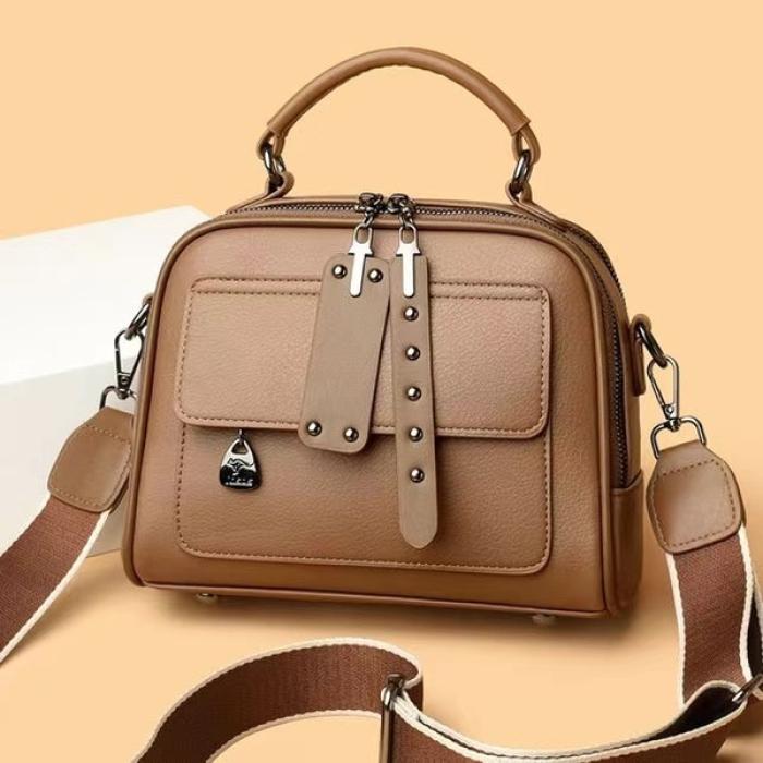 High end ladies' handbag multi-layer large capacity commuting bag Brown