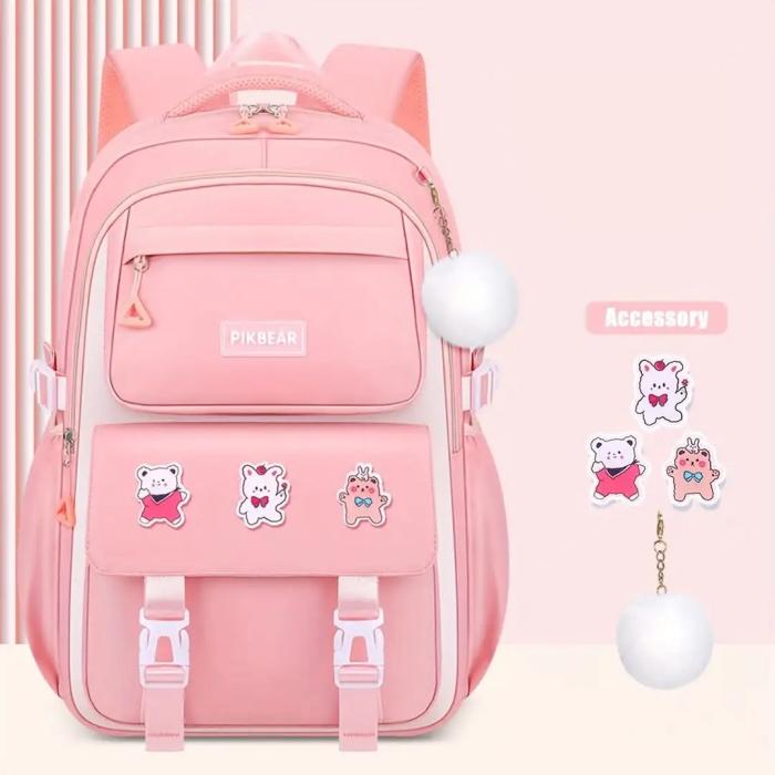 Kids Backpack Children School Bags for Girls Orthopedic Waterproof Primary Schoolbag Book Bag (pink)