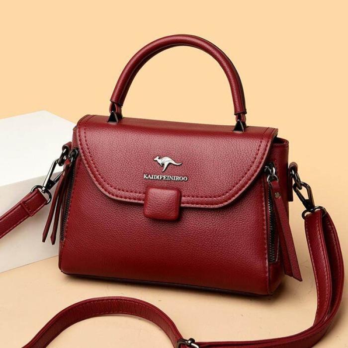 Luxury Designer Fashion High Quality Leather Kangaroo Handbag(Maroon