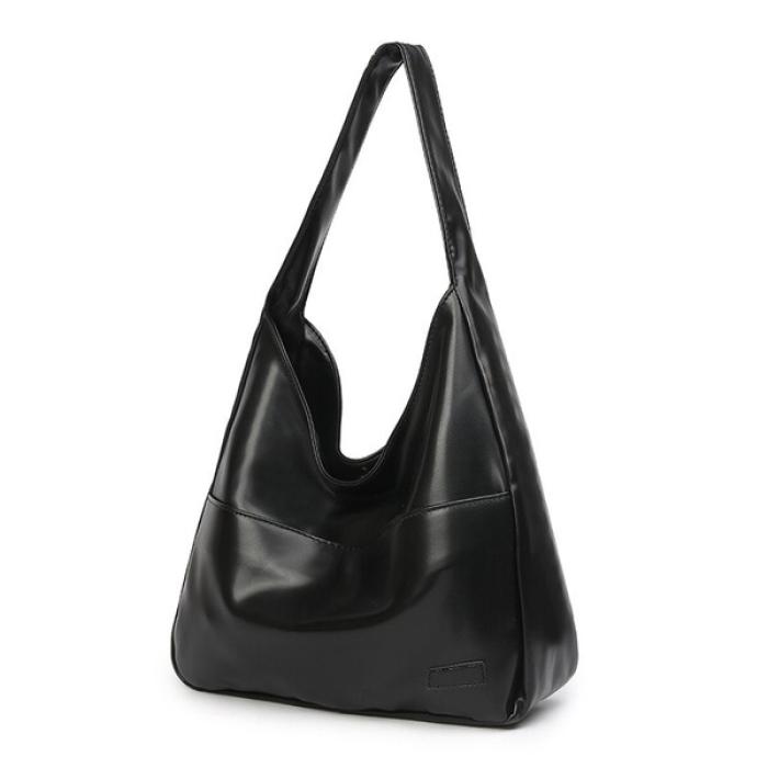 Large-Capacity Retro Shoulder Bag Casual New Style Textured(Black)
