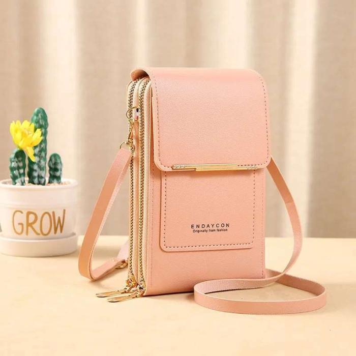 Soft Leather Wallets Touch Screen ( pink color )
